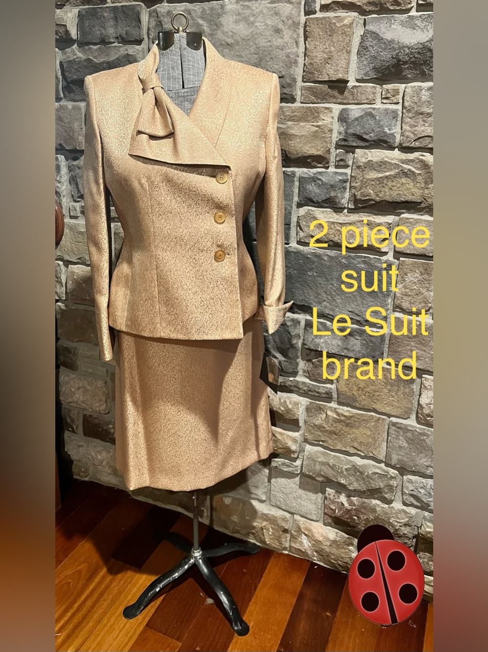 Le Suit Women's Golden Champagne-Tone Two-Piece Pencil Skirt Suit Size 12